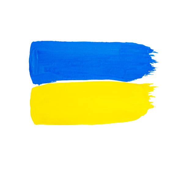 painted ukrainian flag on white background ,painted illustration painted ukrainian flag on white background mosman stock illustrations