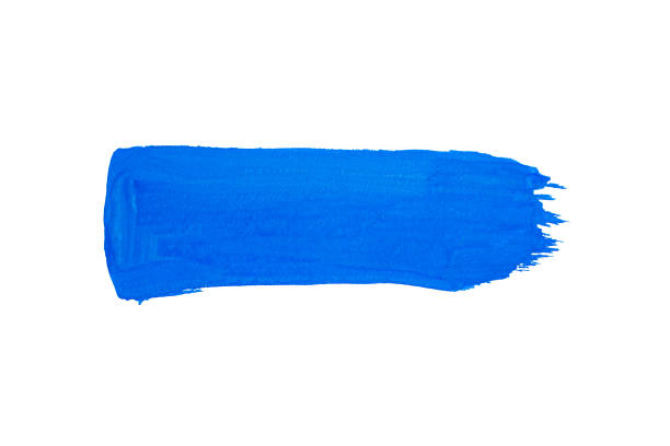 brush stroke of blue paint, on a white background brush stroke of blue paint, on a white background, close-up mosman stock illustrations