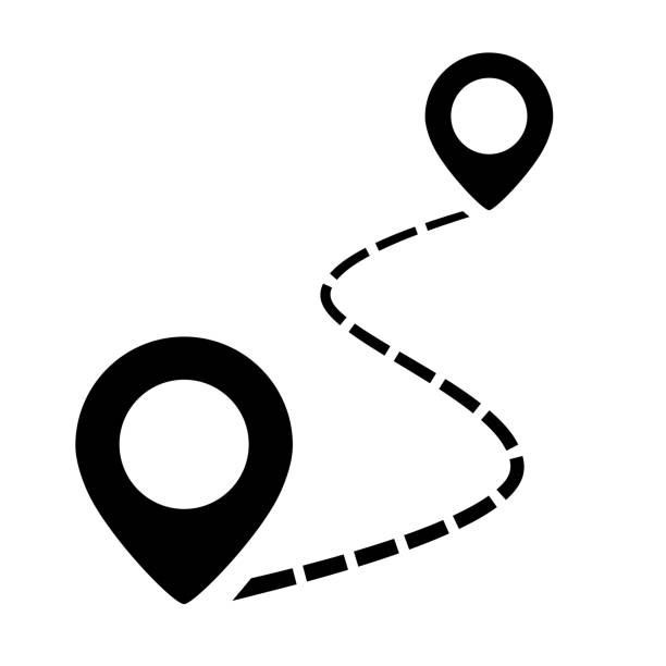 ilustraciones, imágenes clip art, dibujos animados e iconos de stock de icono de ruta de ruta, símbolo de distancia - from distance
