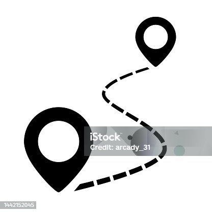 istock Path route icon, distance symbol 1442152045