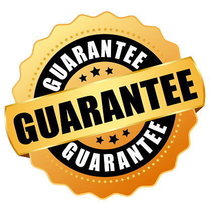 Guarantee gold vector icon isolated on white background