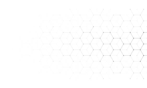 육각형 모양 패턴의 기하학적 배경을 가진 추상적인 디자인 요소 - hexagon stock illustrations