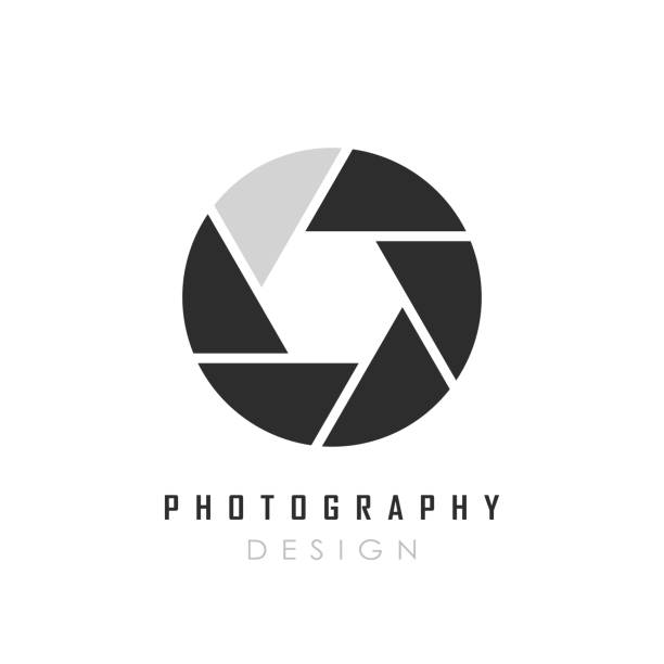 Abstract photography icon with camera aperture shutter Abstract photography icon with camera aperture shutter isolated on white background aperture stock illustrations