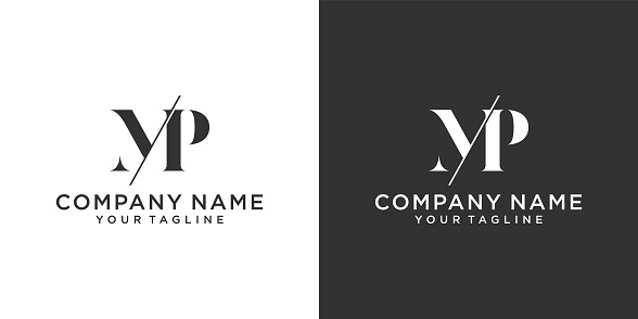 MP or PM letter logo design template vector on black and white background.