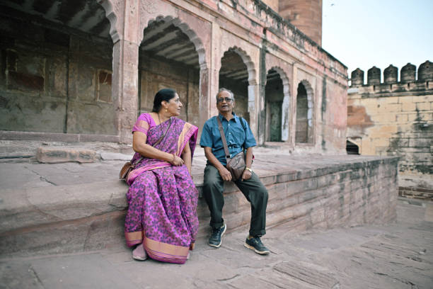istock Senior couple exploring and sitting in the fort 1442154456