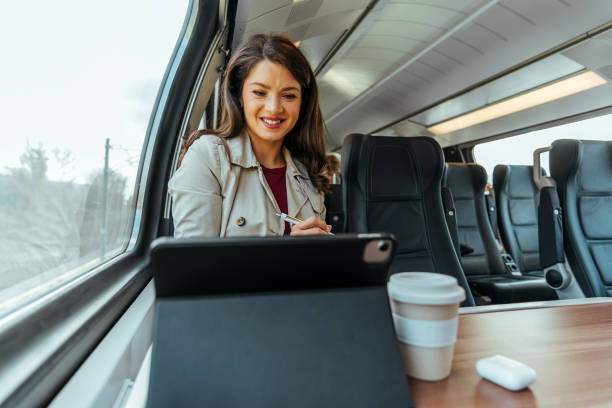 istock Woman commuting back home in a train. 1442157367