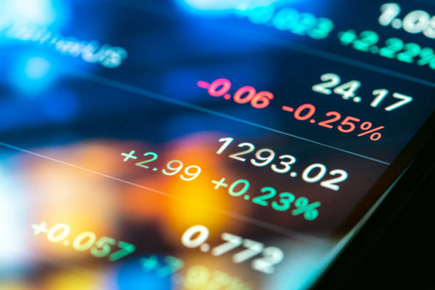 Trading charts and data on digital screen. TradingView stock photo