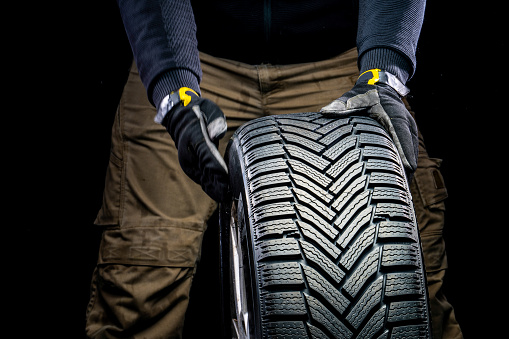 Tires on display close up