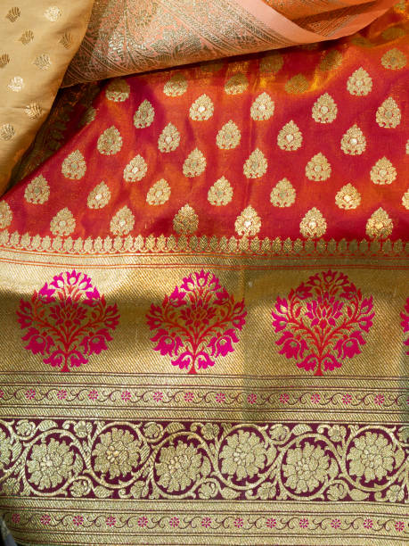 istock Banarasi saree with beautiful texture and hand work on it. 1442161234