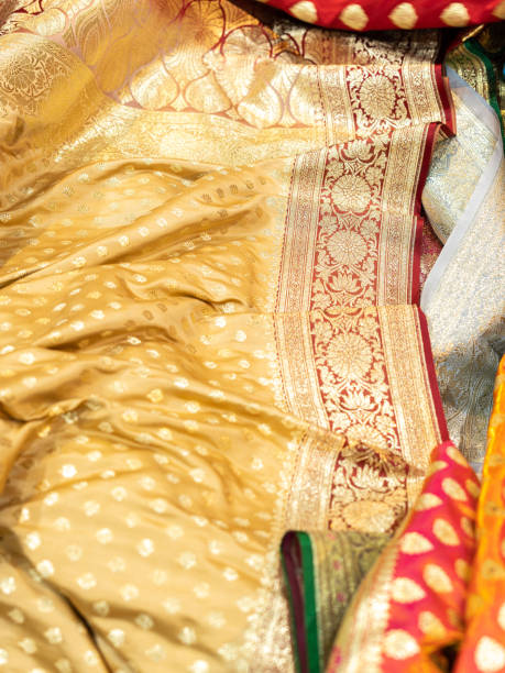 istock Banarasi saree with beautiful texture and hand work on it. 1442161246