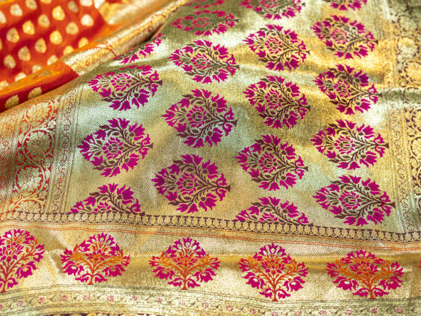 istock Banarasi saree with beautiful texture and hand work on it. 1442161265