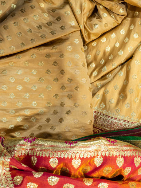 istock Banarasi saree with beautiful texture and hand work on it. 1442161266