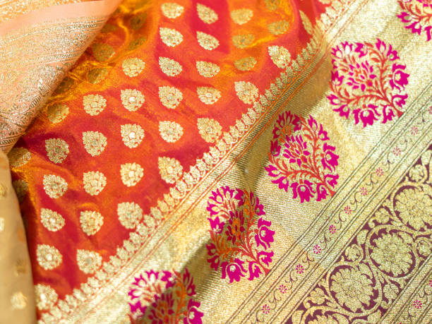 istock Banarasi saree with beautiful texture and hand work on it. 1442161290