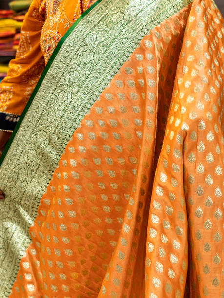 istock Banarasi saree with beautiful texture and hand work on it. 1442161292