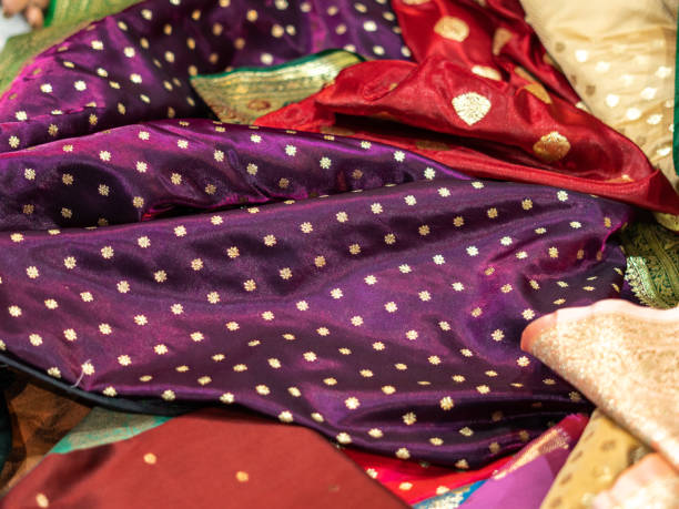 istock Banarasi saree with beautiful texture and hand work on it. 1442161309