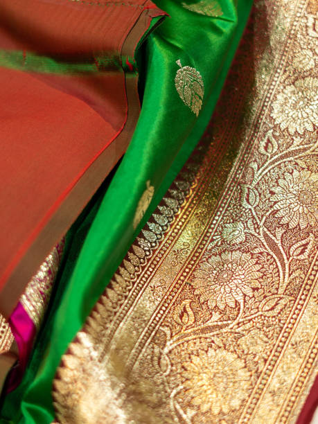 istock Banarasi saree with beautiful texture and hand work on it. 1442161313
