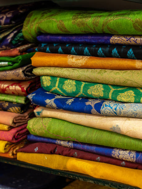 istock Banarasi saree with beautiful texture and hand work on it. 1442161396
