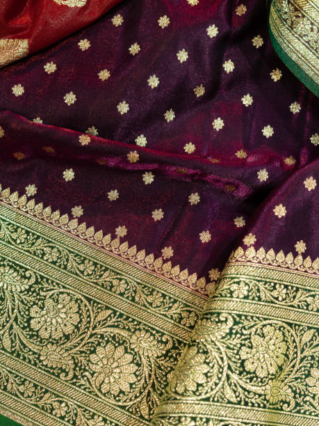 istock Banarasi saree with beautiful texture and hand work on it. 1442161408