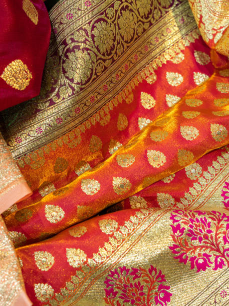 istock Banarasi saree with beautiful texture and hand work on it. 1442161414