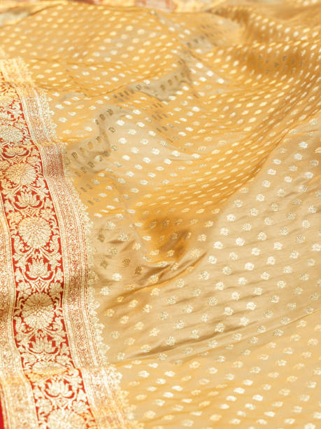 istock Banarasi saree with beautiful texture and hand work on it. 1442161517