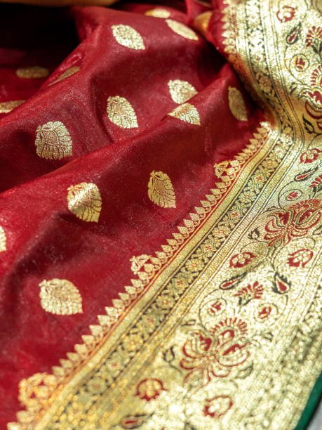 istock Banarasi saree with beautiful texture and hand work on it. 1442161518