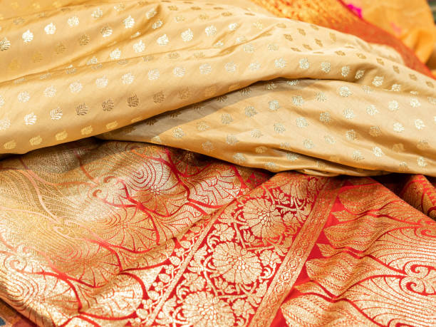 istock Banarasi saree with beautiful texture and hand work on it. 1442161519