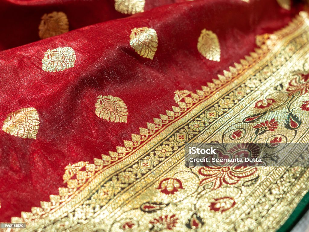 Banarasi Saree With Beautiful Texture And Hand Work On It Stock Photo -  Download Image Now - iStock