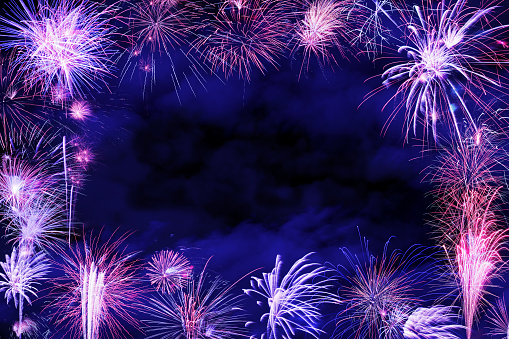 Fireworks frame with copy space