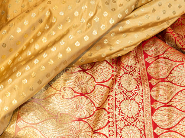 istock Banarasi saree with beautiful texture and hand work on it. 1442161562