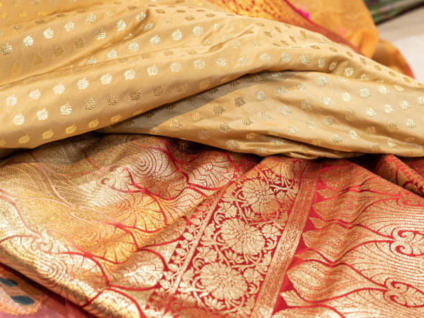 istock Banarasi saree with beautiful texture and hand work on it. 1442161580