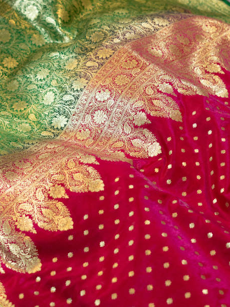 istock Banarasi saree with beautiful texture and hand work on it. 1442161622