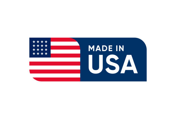 ilustrações de stock, clip art, desenhos animados e ícones de made in usa. label banner icon design - made in the usa