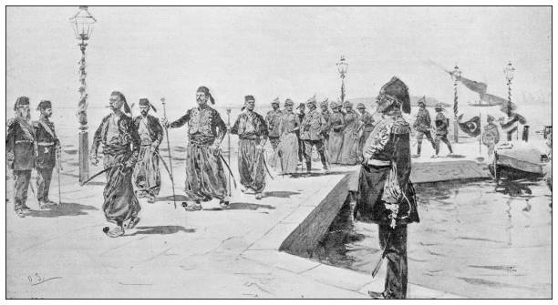 Antique image: Visit of Emperor Wilhelm II in Holy Land, Arriving in Haifa