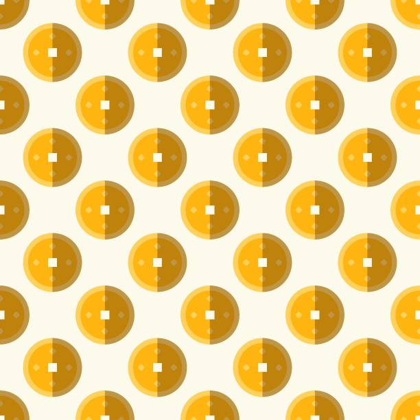 istock Colorful seamless pattern of flat Chinese golden coin 1442164207