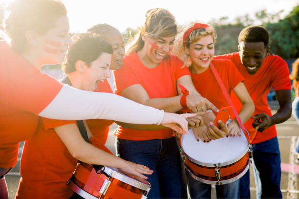 istock Group of men playing drums 1442169011