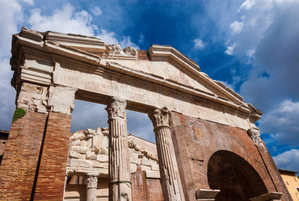 Porticus Octaviae in Rome Porticus Octaviae ancient ruins at the entrance of the Jewish Ghetto in the historic center of Rome porticus stock pictures, royalty-free photos & images