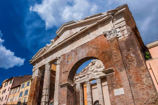 Porticus Octaviae in Rome Porticus Octaviae ancient ruins at the entrance of the Jewish Ghetto in the historic center of Rome porticus stock pictures, royalty-free photos & images