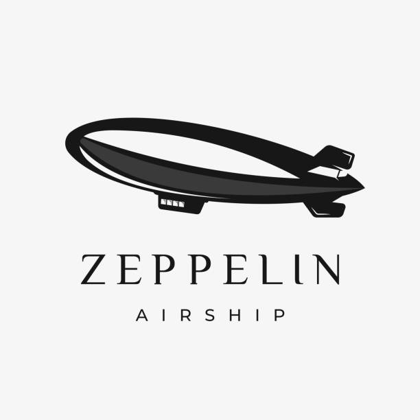 ilustrações, clipart, desenhos animados e ícones de vintage zeppelin airplane design, zepelim ilustração vetorial, símbolo, modelo - hindenburg