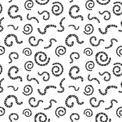 Black Worms vector concept simple seamless pattern with white background