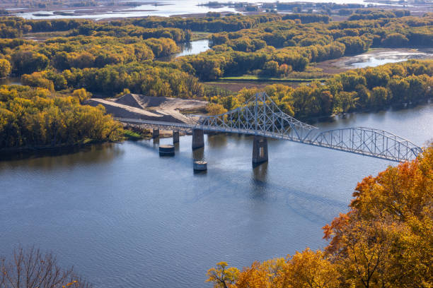 istock Old Bridge On The Mississippi River In Autumn 1442180907