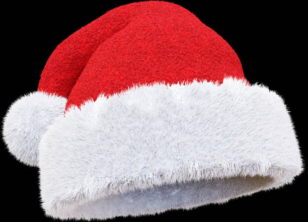 istock Red santa claus hat isolated on Black background with clipping path. 1442185025