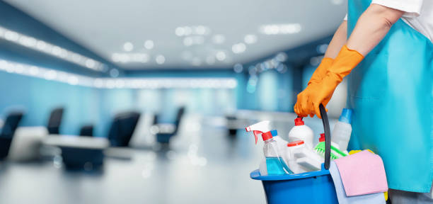 Concept cleaning service business premises. stock photo