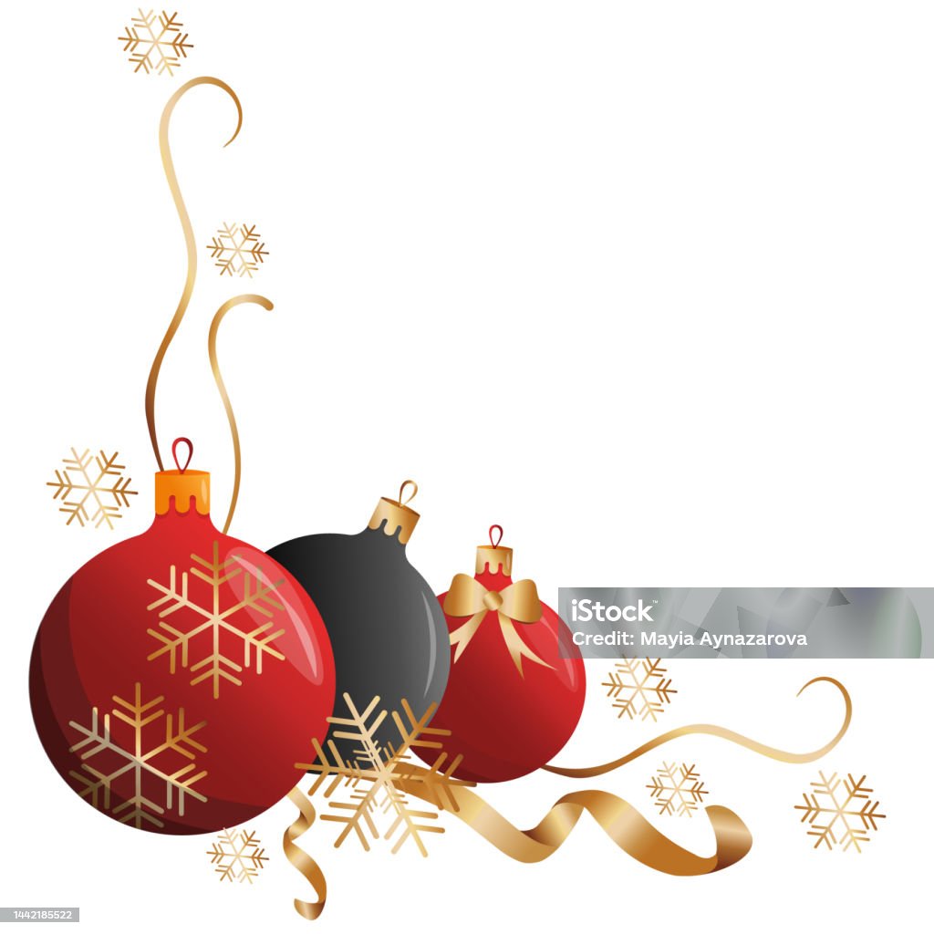 Vetores de Borda Do Canto Da Ilustração Das Bolas De Natal Nas Cores Vermelha  Preta E Dourada Bola De Vidro De Natal Com Decoração Dourada Modelo De  Decoração De Férias Brinquedos Da