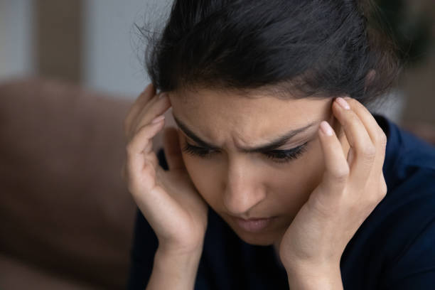 istock Sad Indian woman feel depressed thinking at home 1442186921