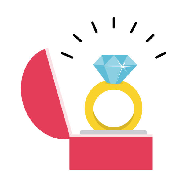 Diamond Ring  with box  flat Diamond Ring  with box  flat sign diamond ring clipart stock illustrations