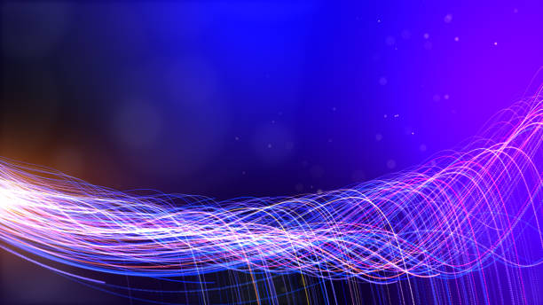 istock Pink purple blue line particle moving, 3D Renderinf background. 1442188972