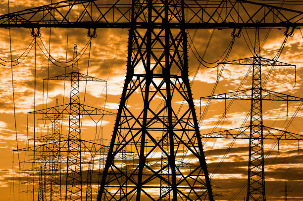 pylons and high voltage cable for electricity and energy