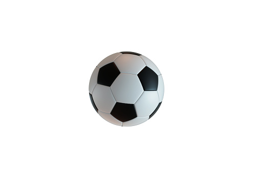 Black and white leather football on transparent background