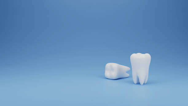 istock Whitening tooth with light blue background with cleaning teeth. 1442198061