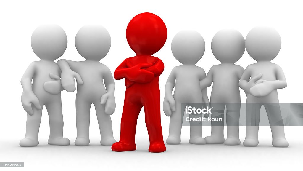 team group of 6 persons. one is the leader. Abstract Stock Photo